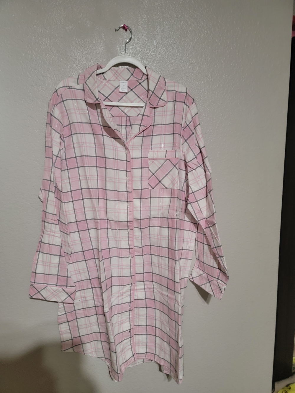 Liz Claiborne Pink and White Plaid Button-Down Shirt